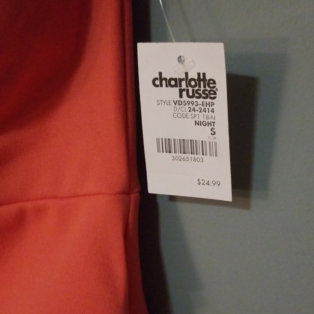 Coral strapless mini dress - Picture 4 of 6